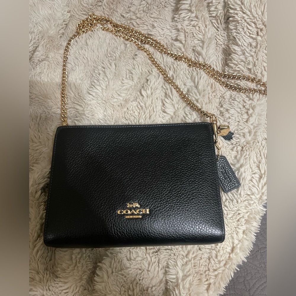Coach Black Crossbody Bag with Gold Chain